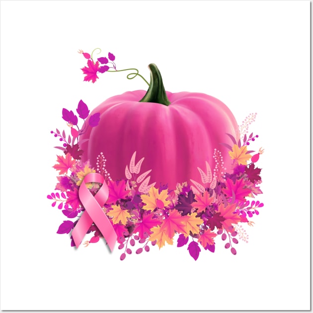 Pumpkin color pink, we wear pink all year round, breast cancer awareness Wall Art by Collagedream